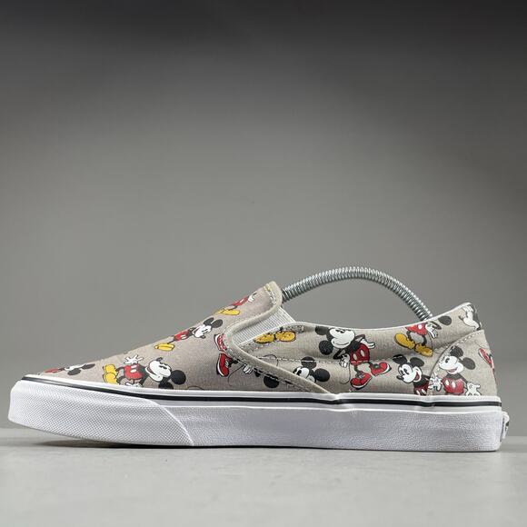 Vans x Disney Mickey Mouse Mens 10 Gray Slip On Canvas Skate Shoe Casual Sneaker - Picture 7 of 9